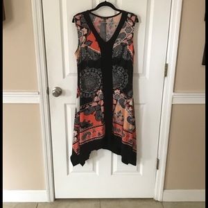 Size Extra Large black and orange sleeveless dress